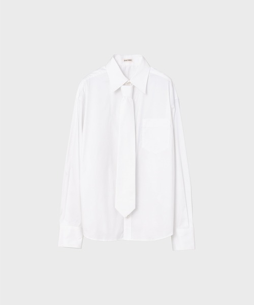 INSCRIRE（アンスクリア）の「【INSCRIRE/アンスクリア】Shirt×Tie/シャツ×ネクタイ（シャツ/ブラウス・レディース・ホワイト/ブルー・1/2）」の2枚目の写真