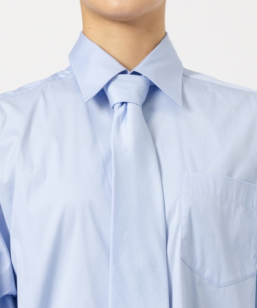 INSCRIRE（アンスクリア）の「【INSCRIRE/アンスクリア】Shirt×Tie/シャツ×ネクタイ（シャツ/ブラウス・レディース・ホワイト/ブルー・1/2）」の7枚目の写真