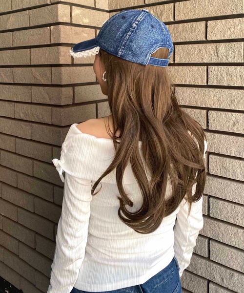 NANEA（ナネア）の「ビーズリボン　レース付きデニムキャップ（キャップ・レディース・ネイビー/ブラック/ブルー・フリー）」の17枚目の写真