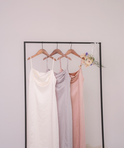 mideal（マイディール）の「satin drape cami onepiece / サテンドレープキャミワンピース（ワンピース・レディース・ピンク/ブルー・FREE）」の6枚目の写真