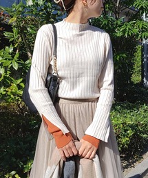 Q | 配色リブニット(ニット/セーター)