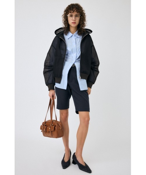 MOUSSY（マウジー）の「SHEER CARDBOARD ZIP UP フーディ（パーカー・レディース・ライトブラック/ベージュ/ミント・FREE）」の20枚目の写真