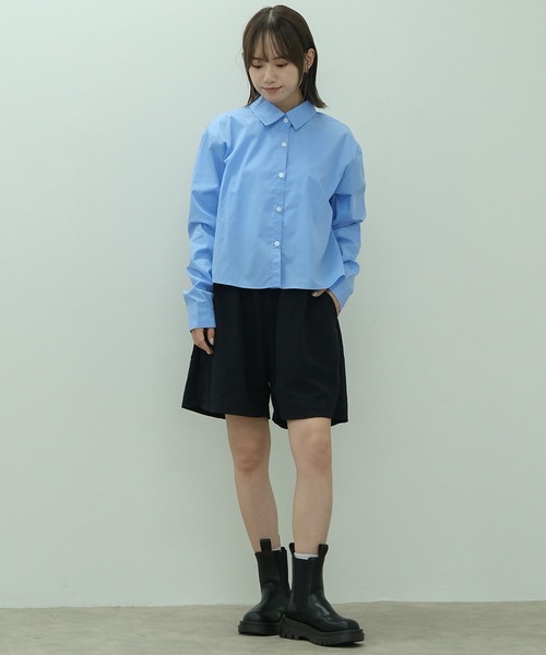 クロップド丈ストライプシャツ ミニプリーツスカート 4092708 yto23060710.jpg