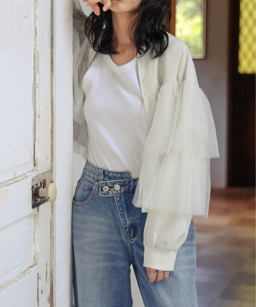 Lajour（ラジュール）の「日本製 ティアードチュールブルゾン（ブルゾン・レディース・グレー/オフホワイト/ブラック・フリー）」の14枚目の写真