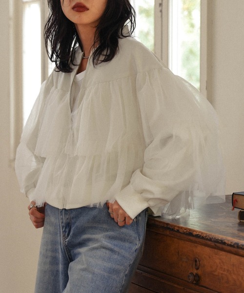 Lajour（ラジュール）の「日本製 ティアードチュールブルゾン（ブルゾン・レディース・グレー/オフホワイト/ブラック・フリー）」の16枚目の写真