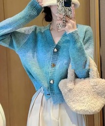 AMBERGLEAM 青系グラデーション カーディガン　【値下げ可能】 グラデーションニットカーディガン