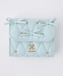 リボンビジュー付きキルティングウォレット