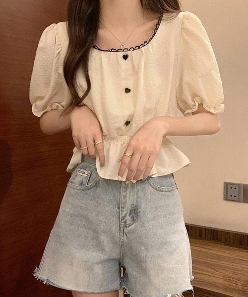 Miniministore(ミニミニストア)の「シャツブラウス 薄手トップス 韓国風(シャツ/ブラウス・レディース・ブラック/ベージュ/ピンク/ホワイト・FREE)」の4枚目の写真