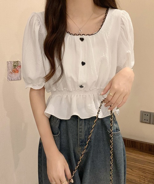 Miniministore(ミニミニストア)の「シャツブラウス 薄手トップス 韓国風(シャツ/ブラウス・レディース・ブラック/ベージュ/ピンク/ホワイト・FREE)」の6枚目の写真