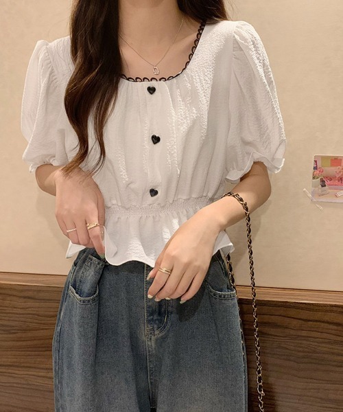 Miniministore(ミニミニストア)の「シャツブラウス 薄手トップス 韓国風(シャツ/ブラウス・レディース・ブラック/ベージュ/ピンク/ホワイト・FREE)」の7枚目の写真