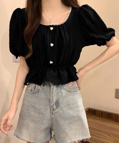 Miniministore(ミニミニストア)の「シャツブラウス 薄手トップス 韓国風(シャツ/ブラウス・レディース・ブラック/ベージュ/ピンク/ホワイト・FREE)」の9枚目の写真