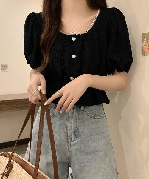 Miniministore(ミニミニストア)の「シャツブラウス 薄手トップス 韓国風(シャツ/ブラウス・レディース・ブラック/ベージュ/ピンク/ホワイト・FREE)」の10枚目の写真