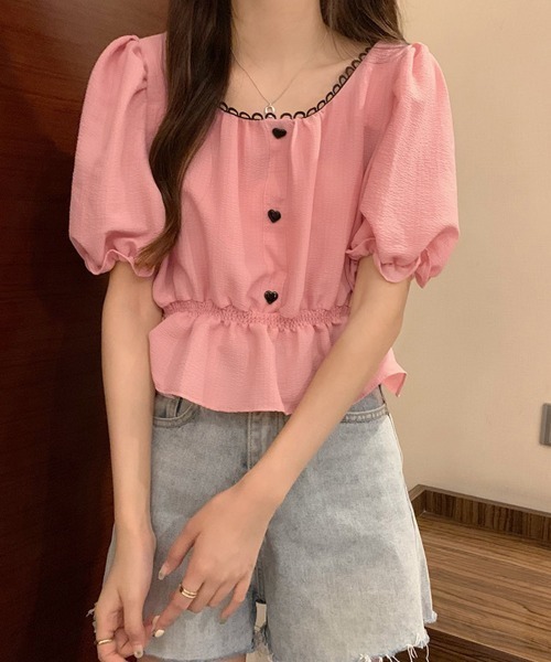 Miniministore(ミニミニストア)の「シャツブラウス 薄手トップス 韓国風(シャツ/ブラウス・レディース・ブラック/ベージュ/ピンク/ホワイト・FREE)」の11枚目の写真
