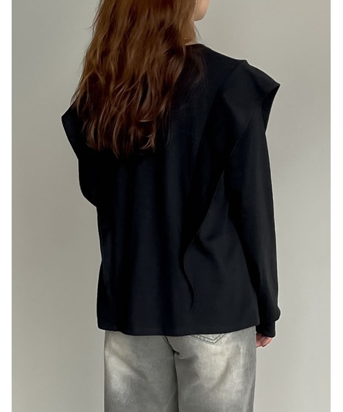 Re:EDIT（リエディ）の「[UVカット][接触冷感]ラッフルショルダーロングスリーブＴシャツ（Tシャツ/カットソー・レディース・ホワイト/ブラック・MEDIUM/LARGE）」の12枚目の写真