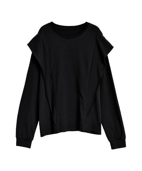 Re:EDIT（リエディ）の「[UVカット][接触冷感]ラッフルショルダーロングスリーブＴシャツ（Tシャツ/カットソー・レディース・ホワイト/ブラック・MEDIUM/LARGE）」の20枚目の写真