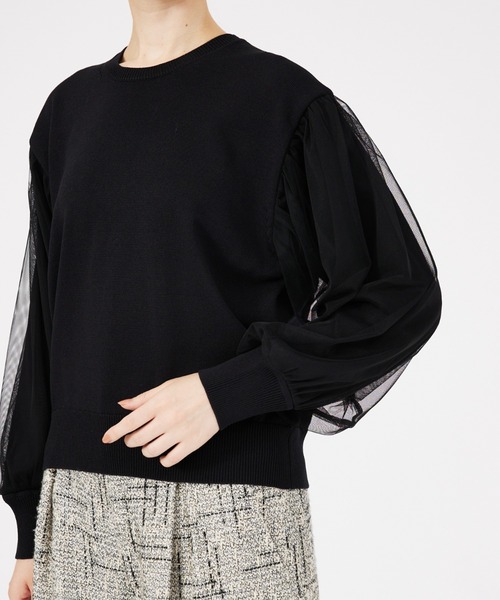 qualite（カリテ）の「チュールコンビニット（ニット/セーター・レディース・アイボリー/ブラウン/ブラック・フリー）」の4枚目の写真