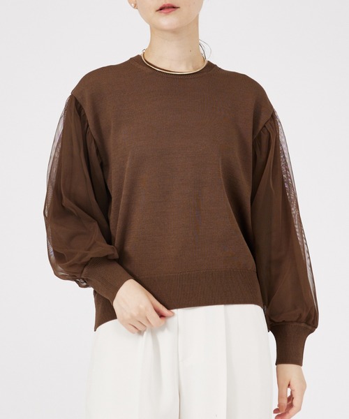 qualite（カリテ）の「チュールコンビニット（ニット/セーター・レディース・アイボリー/ブラウン/ブラック・フリー）」の6枚目の写真