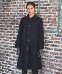 【大人百花冬号掲載　モデル美香さん着用】Super110sウールAラインステンカラーコート