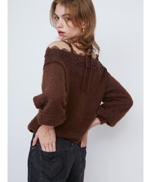 CALNAMUR（カルナムール）の「LACE 2WAY SHAGGY KNIT/レース２WAYシャギーニット（ニット/セーター・レディース・アイボリー/レッド/ブラウン・FREE）」の10枚目の写真