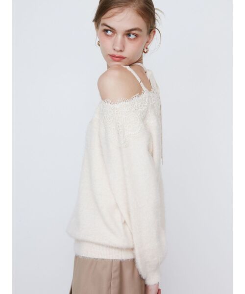 CALNAMUR（カルナムール）の「LACE 2WAY SHAGGY KNIT/レース２WAYシャギーニット（ニット/セーター・レディース・アイボリー/レッド/ブラウン・FREE）」の19枚目の写真