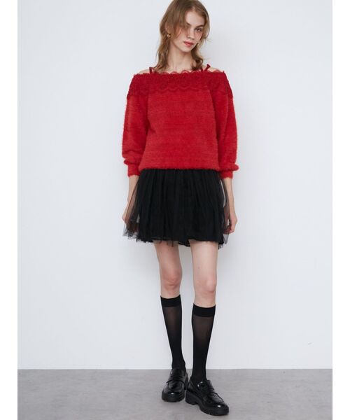 CALNAMUR（カルナムール）の「LACE 2WAY SHAGGY KNIT/レース２WAYシャギーニット（ニット/セーター・レディース・アイボリー/レッド/ブラウン・FREE）」の21枚目の写真