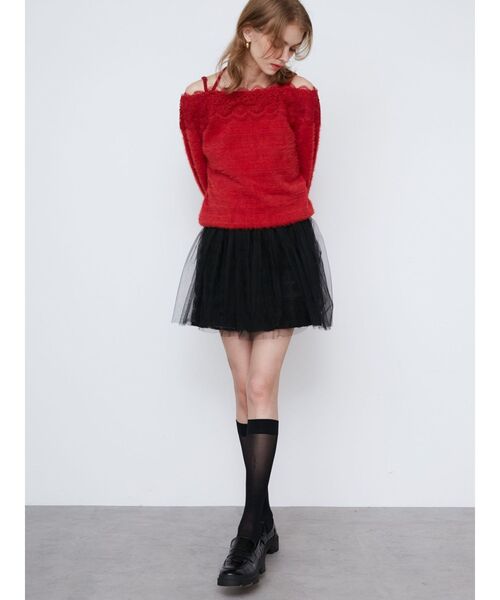 CALNAMUR（カルナムール）の「LACE 2WAY SHAGGY KNIT/レース２WAYシャギーニット（ニット/セーター・レディース・アイボリー/レッド/ブラウン・FREE）」の22枚目の写真