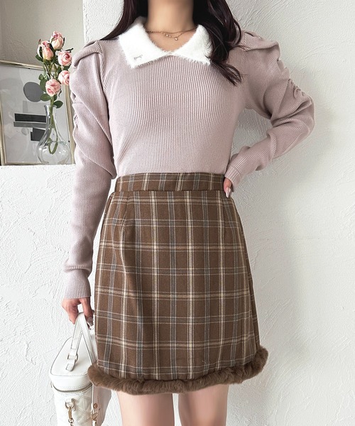 alice auaa ファー付きミニスカート FUNALIVE（ファンアライブ） スカート 裾ファー台形ミニスカート