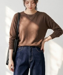 オンオフ着回せるきれいめニット クルーネックニット 長袖 ヤク風ニット ニット トップス オフィスカジュアル ジャケット合わせ 春服 秋服 冬服