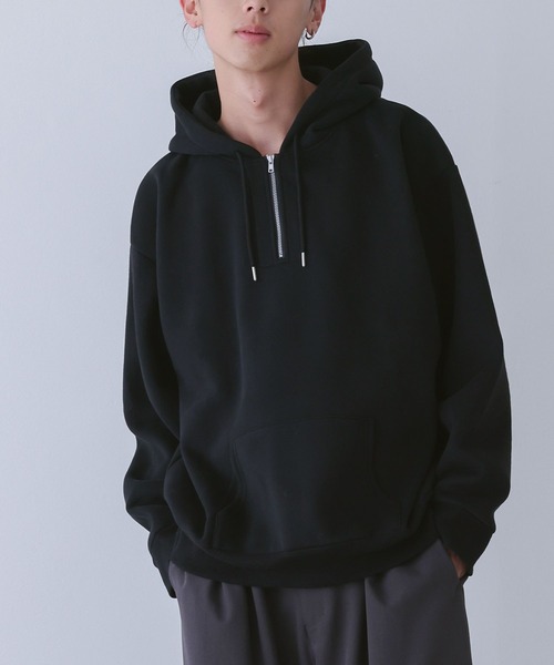 n'OrLABEL(ノアールレーベル)の「裏起毛ハーフジップフーディ(パーカー・メンズ・ブラック/ブラウン・M/L)」の2枚目の写真