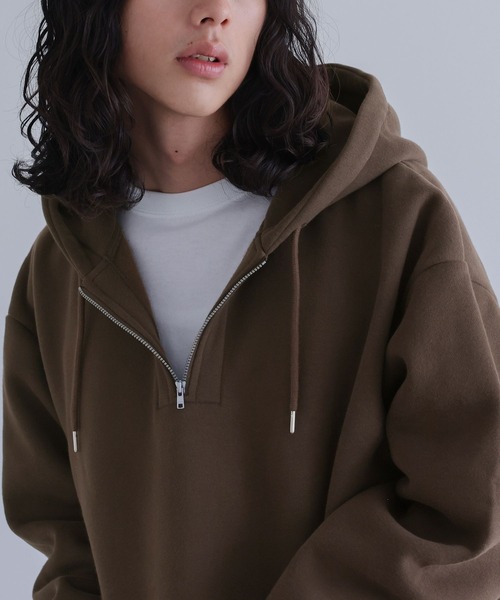 n'OrLABEL(ノアールレーベル)の「裏起毛ハーフジップフーディ(パーカー・メンズ・ブラック/ブラウン・M/L)」の6枚目の写真