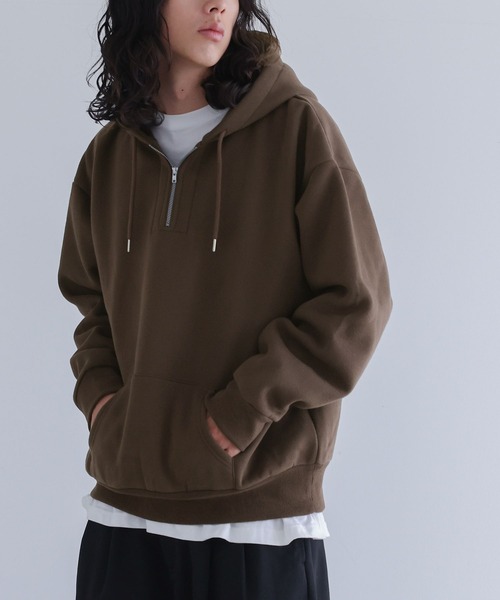 n'OrLABEL(ノアールレーベル)の「裏起毛ハーフジップフーディ(パーカー・メンズ・ブラック/ブラウン・M/L)」の4枚目の写真