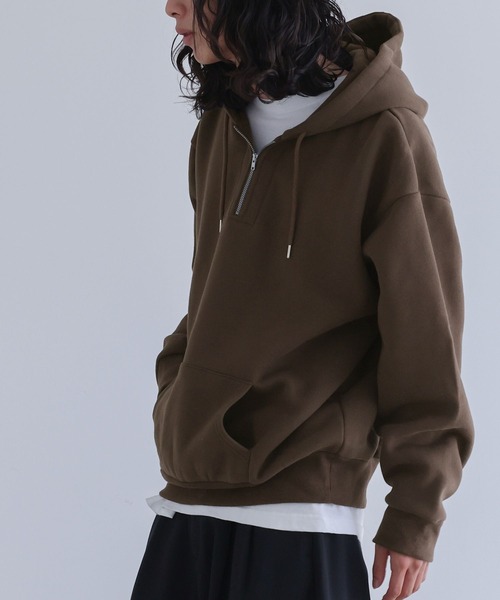 n'OrLABEL(ノアールレーベル)の「裏起毛ハーフジップフーディ(パーカー・メンズ・ブラック/ブラウン・M/L)」の5枚目の写真
