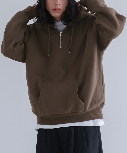 n'OrLABEL(ノアールレーベル)の「裏起毛ハーフジップフーディ(パーカー・メンズ・ブラック/ブラウン・M/L)」の3枚目の写真