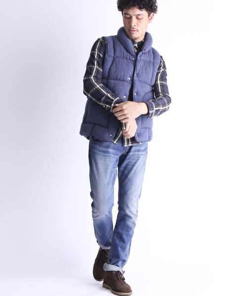 Denime（ドゥニーム）の「天竺起毛中綿ベスト（ダウンベスト・メンズ・グレー/ネイビー/オートミール/ブラック・MEDIUM/X-LARGE/LARGE）」の8枚目の写真