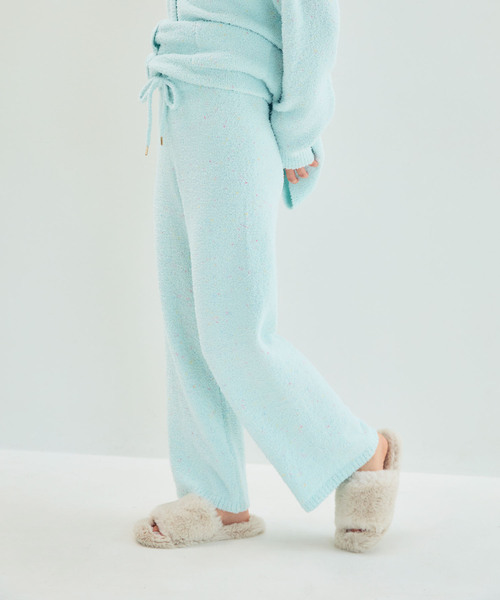 cross marche（クロスマルシェ）の「【LAFUKU/ラフク】もちふわマシュマロニット/カラーネップニットロングパンツ/ルームウェア（上下別売り）（ルームウェア/パジャマ・レディース・サーモンピンク/モカ/オフホワイト/サックスブルー/グレー・M/L/LL/S/3L）」の7枚目の写真
