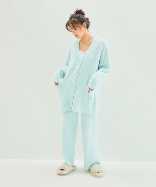 cross marche（クロスマルシェ）の「【LAFUKU/ラフク】もちふわマシュマロニット/カラーネップニットロングパンツ/ルームウェア（上下別売り）（ルームウェア/パジャマ・レディース・サーモンピンク/モカ/オフホワイト/サックスブルー/グレー・M/L/LL/S/3L）」の8枚目の写真