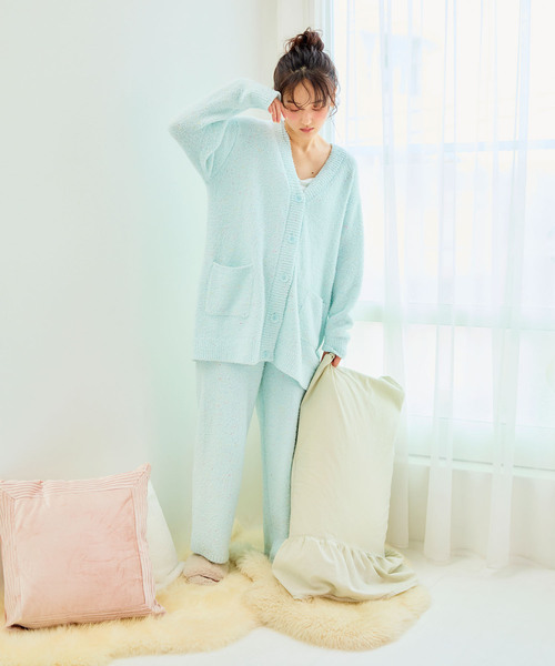cross marche（クロスマルシェ）の「【LAFUKU/ラフク】もちふわマシュマロニット/カラーネップニットロングパンツ/ルームウェア（上下別売り）（ルームウェア/パジャマ・レディース・サーモンピンク/モカ/オフホワイト/サックスブルー/グレー・M/L/LL/S/3L）」の10枚目の写真