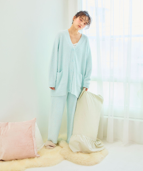 cross marche（クロスマルシェ）の「【LAFUKU/ラフク】もちふわマシュマロニット/カラーネップニットロングパンツ/ルームウェア（上下別売り）（ルームウェア/パジャマ・レディース・サーモンピンク/モカ/オフホワイト/サックスブルー/グレー・M/L/LL/S/3L）」の11枚目の写真