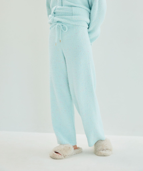 cross marche（クロスマルシェ）の「【LAFUKU/ラフク】もちふわマシュマロニット/カラーネップニットロングパンツ/ルームウェア（上下別売り）（ルームウェア/パジャマ・レディース・サーモンピンク/モカ/オフホワイト/サックスブルー/グレー・M/L/LL/S/3L）」の4枚目の写真