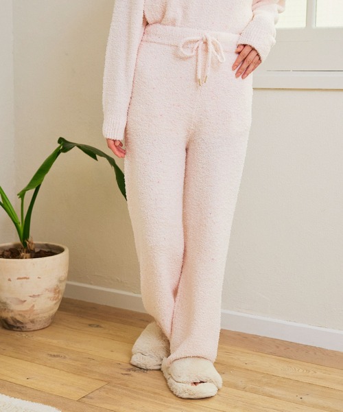 cross marche（クロスマルシェ）の「【LAFUKU/ラフク】もちふわマシュマロニット/カラーネップニットロングパンツ/ルームウェア（上下別売り）（ルームウェア/パジャマ・レディース・サーモンピンク/モカ/オフホワイト/サックスブルー/グレー・M/L/LL/S/3L）」の5枚目の写真