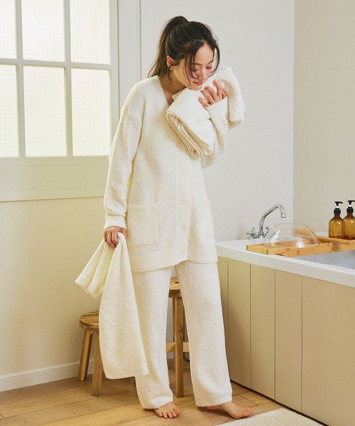 cross marche（クロスマルシェ）の「【LAFUKU/ラフク】もちふわマシュマロニット/カラーネップニットロングパンツ/ルームウェア（上下別売り）（ルームウェア/パジャマ・レディース・サーモンピンク/モカ/オフホワイト/サックスブルー/グレー・M/L/LL/S/3L）」の22枚目の写真