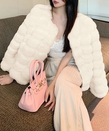 Miniministore（ミニミニストア）の「エコファーコートショートファージャケット（ノーカラーコート）」