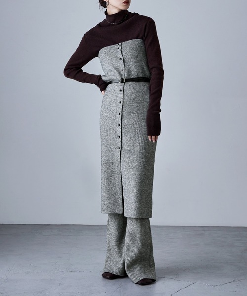 etoll.（エトル）の「アルパカタッチ2wayニットビスチェ＆スカート（ワンピース・レディース・モカ/グレー/ブラック・FREE）」の3枚目の写真