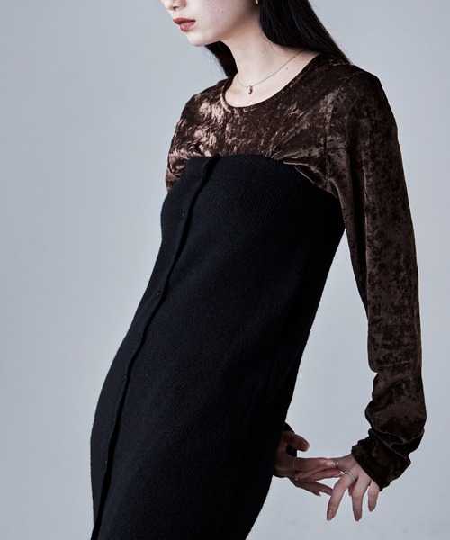 etoll.（エトル）の「アルパカタッチ2wayニットビスチェ＆スカート（ワンピース・レディース・モカ/グレー/ブラック・FREE）」の6枚目の写真