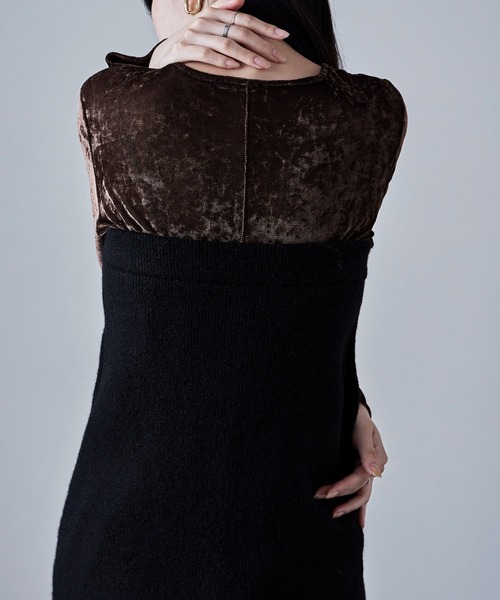 etoll.（エトル）の「アルパカタッチ2wayニットビスチェ＆スカート（ワンピース・レディース・モカ/グレー/ブラック・FREE）」の7枚目の写真