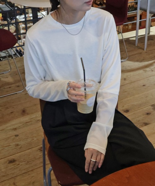 Marient(マリエント)の「シアー切替TEE(Tシャツ/カットソー・レディース・アイボリー/ブラック・FREE)」の16枚目の写真