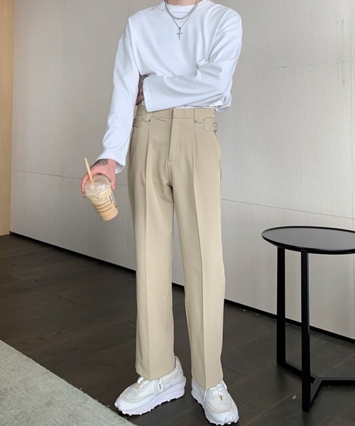 NOWLE（ノウル）の「【NOWLE】サイドベルト シングルタック セミワイド スラックス（スラックス・メンズ・ブラック/ベージュ/ホワイト・SMALL/MEDIUM/LARGE）」の10枚目の写真