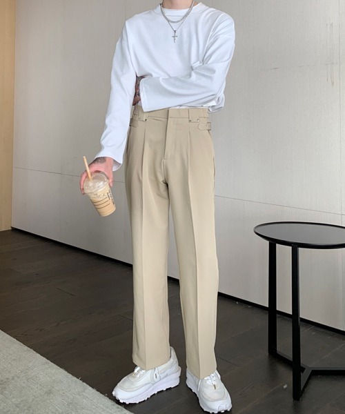 NOWLE（ノウル）の「【NOWLE】サイドベルト シングルタック セミワイド スラックス（スラックス・メンズ・ブラック/ベージュ/ホワイト・SMALL/MEDIUM/LARGE）」の9枚目の写真