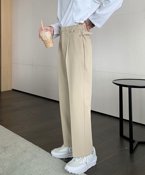 NOWLE（ノウル）の「【NOWLE】サイドベルト シングルタック セミワイド スラックス（スラックス・メンズ・ブラック/ベージュ/ホワイト・SMALL/MEDIUM/LARGE）」の12枚目の写真
