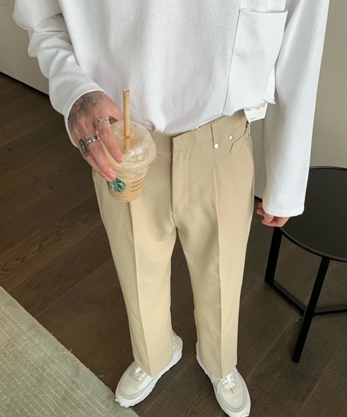 NOWLE（ノウル）の「【NOWLE】サイドベルト シングルタック セミワイド スラックス（スラックス・メンズ・ブラック/ベージュ/ホワイト・SMALL/MEDIUM/LARGE）」の13枚目の写真